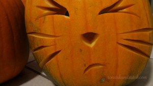 How to carve a pumpkin Cat Face - scratchandstitch.com