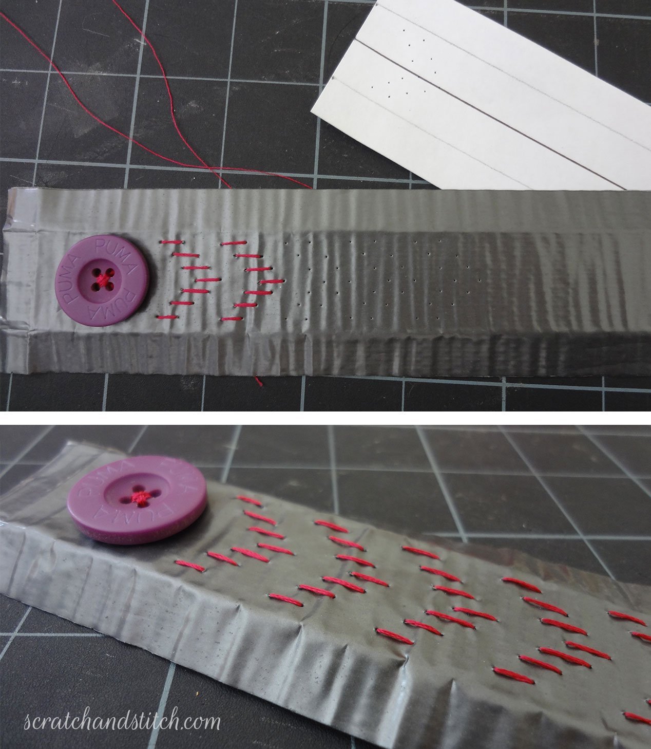 Chevron Duct Tape Bracelet DIY by scratchandstitch.com