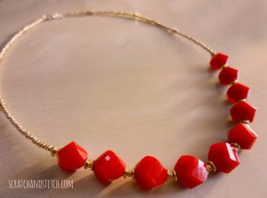 Red and Gold Necklace - scratchandstitch.com