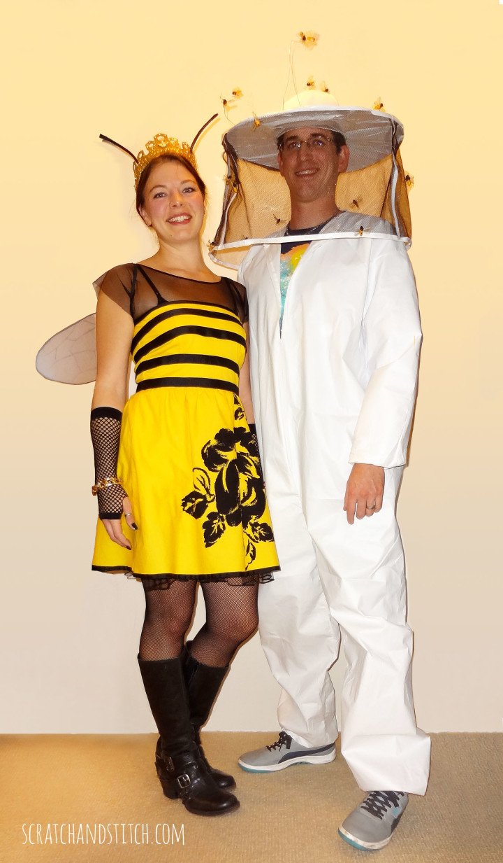 DIY Couple's Costume - Queen Bee & Beekeeper Costume - scratchandstitch.com