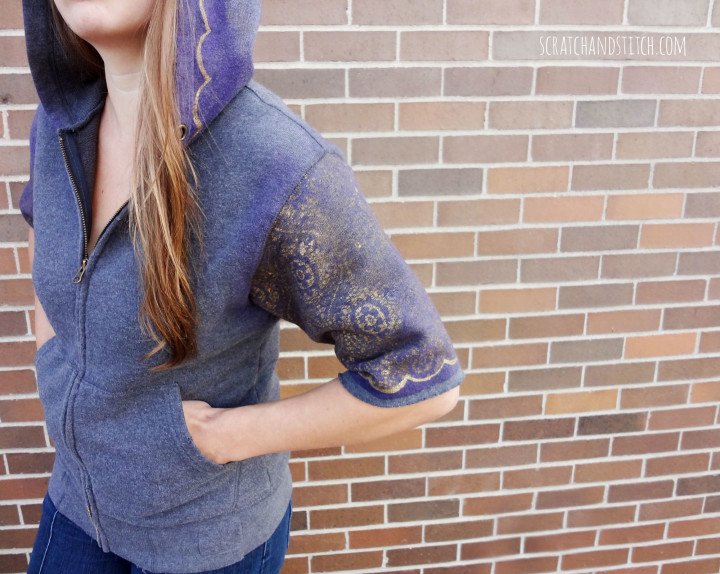 Lace Stenciled Fabric Paint Hoodie by scratchandstitch.com