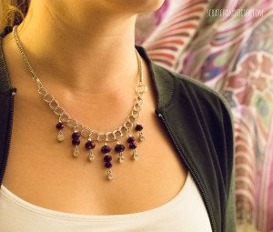 Purple Chain Statement Necklace by scratchandstitch.com