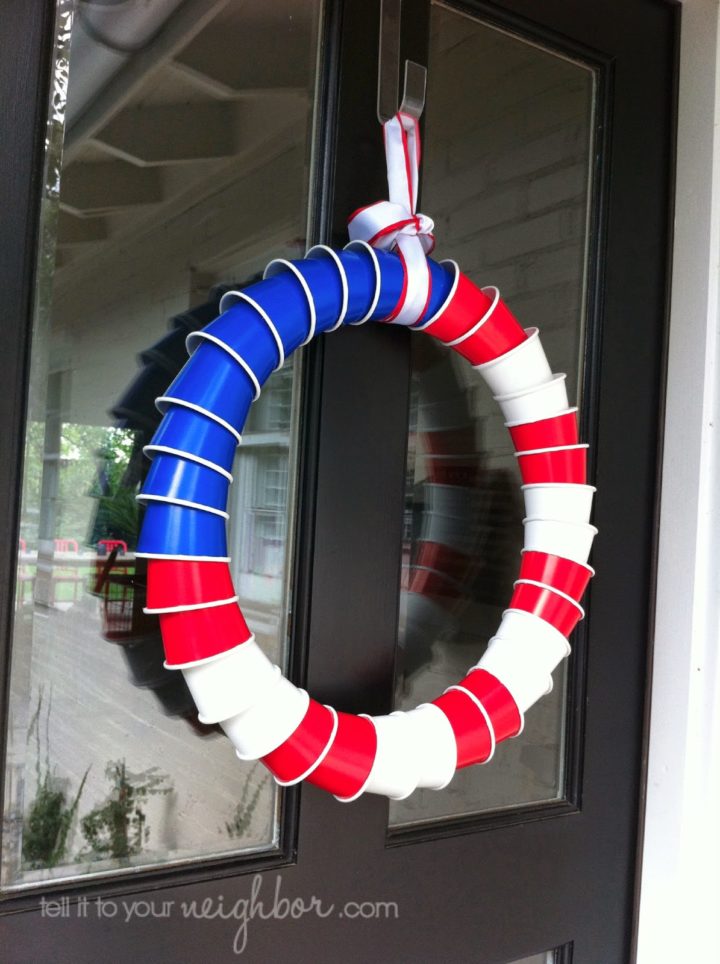 Plastic Cup American Flag Wreath