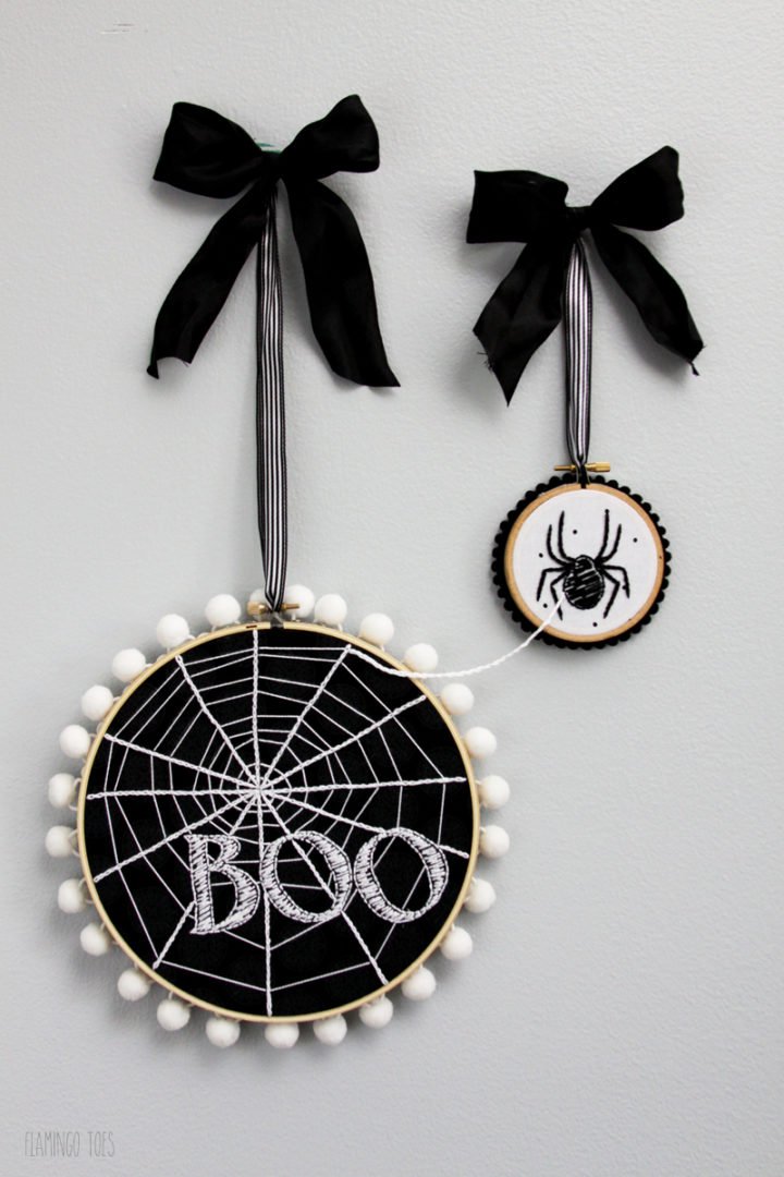 DIY Halloween Spider Decor Hoop Art