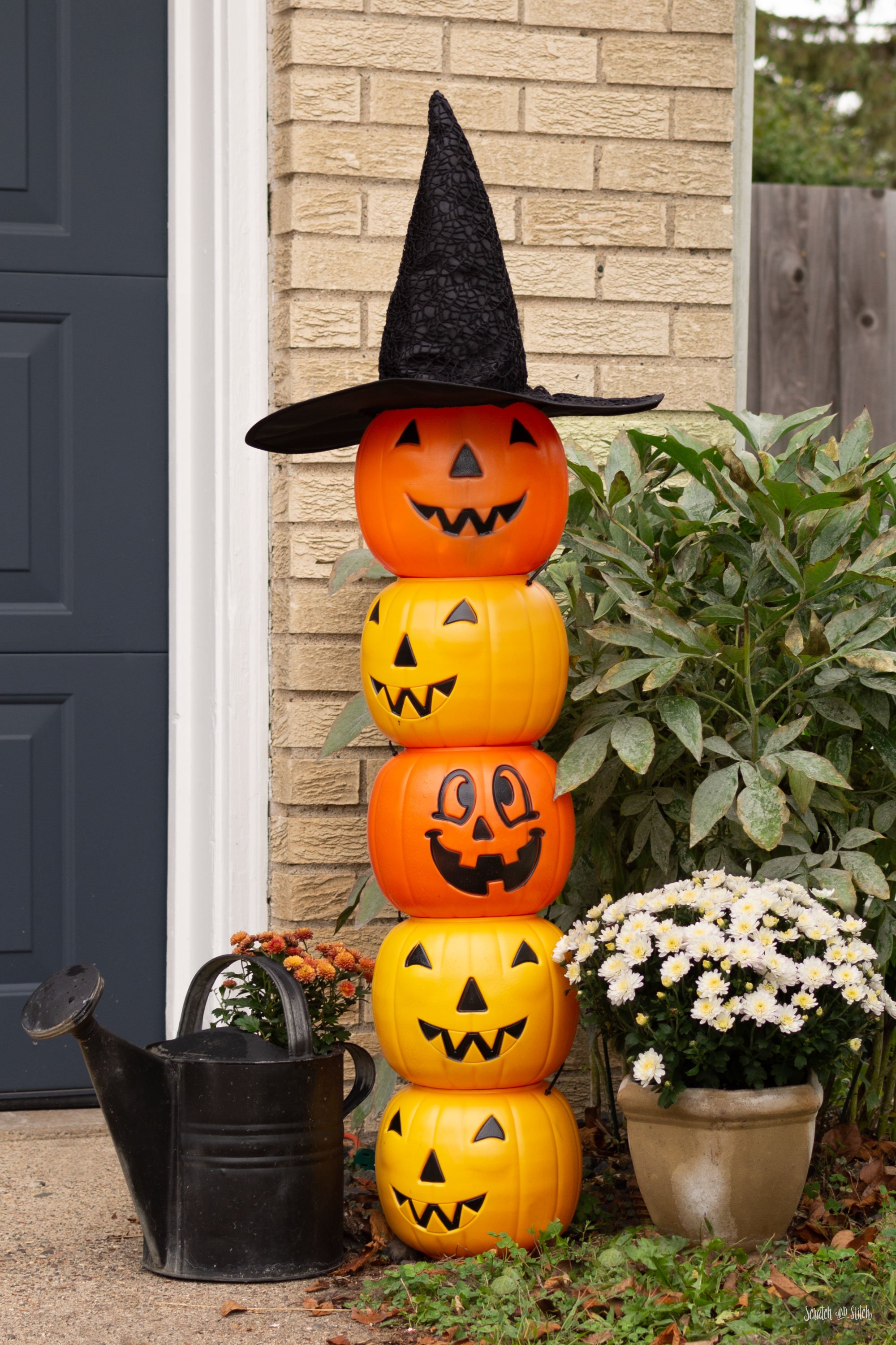 DIY Halloween  Decorations Plastic Pumpkin  Totem by 