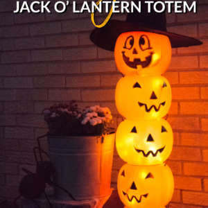 Glowing Plastic Jack O' Lantern Totem | DIY Halloween Decoration