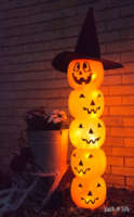 Glowing Plastic Jack O' Lantern Totem | DIY Halloween Decoration