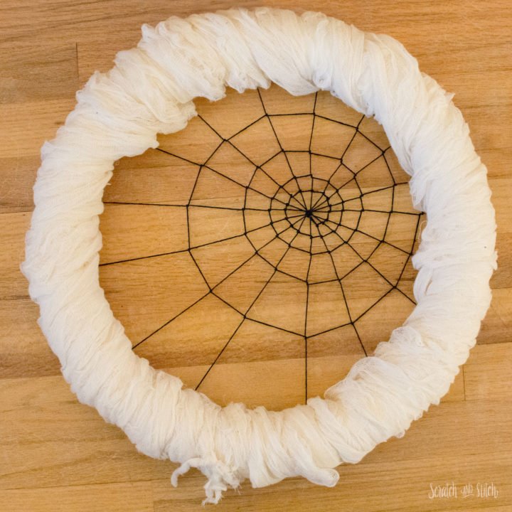 DIY Spiderweb Halloween Wreath - Scratch and Stitch