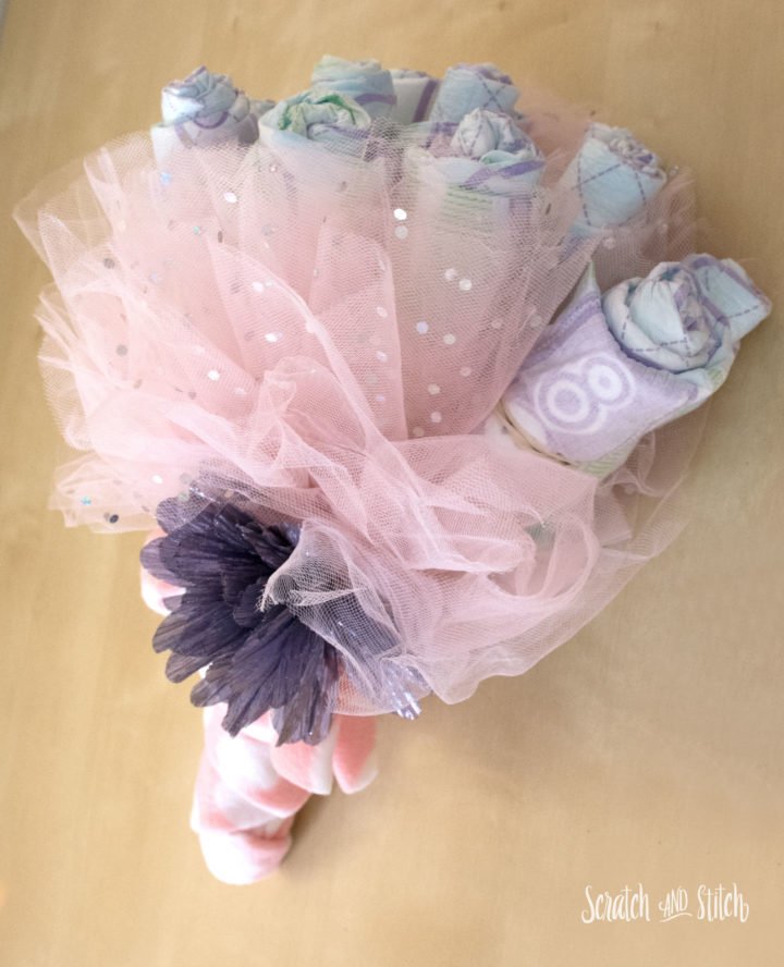 How to Make a Diaper Rose Bouquet by Scratch and Stitch