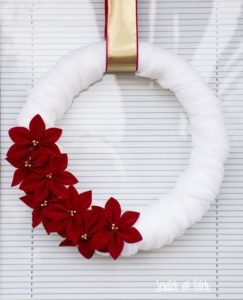 DIY Cheesecloth and Velvet Poinsettia Wreath by Scratch and Stitch