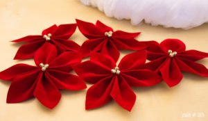 DIY Ribbon Poinsettias by Scratch and Stitch