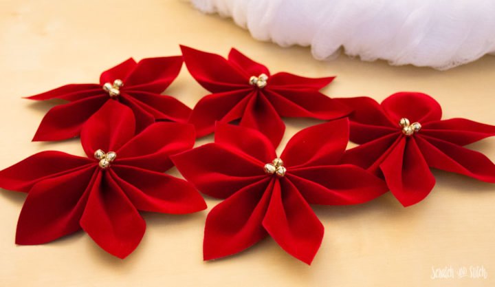 DIY Ribbon Poinsettias by Scratch and Stitch