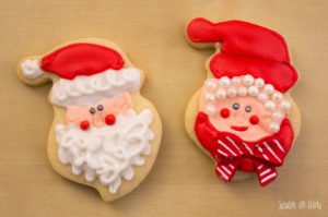 Santa Clause & Mrs Clause Royal Icing Christmas Cookies - scratchandstitch.com