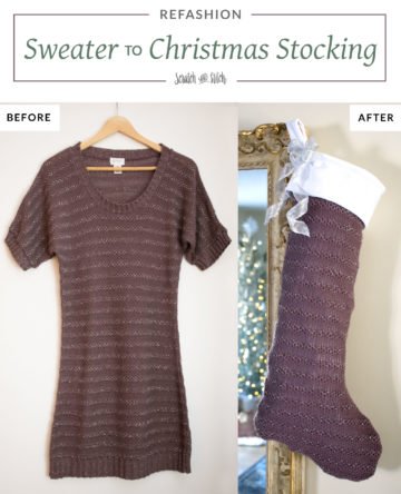 Sweater Refashion to Christmas Stocking on scratchandstitch.com