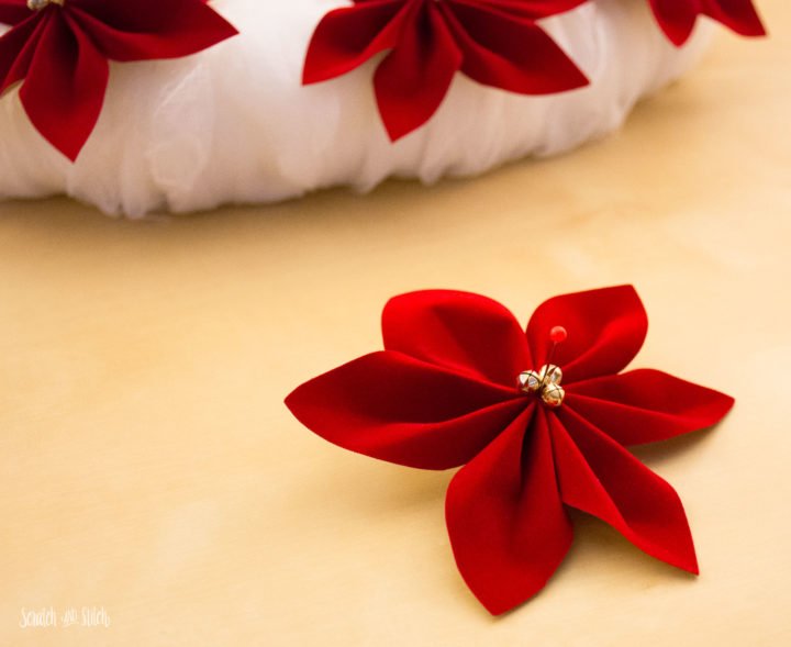 How to Make Ribbon Poinsettias by scratchandstitch.com