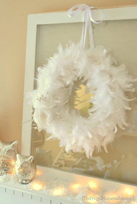 White Feathery DIY Winter Wreath