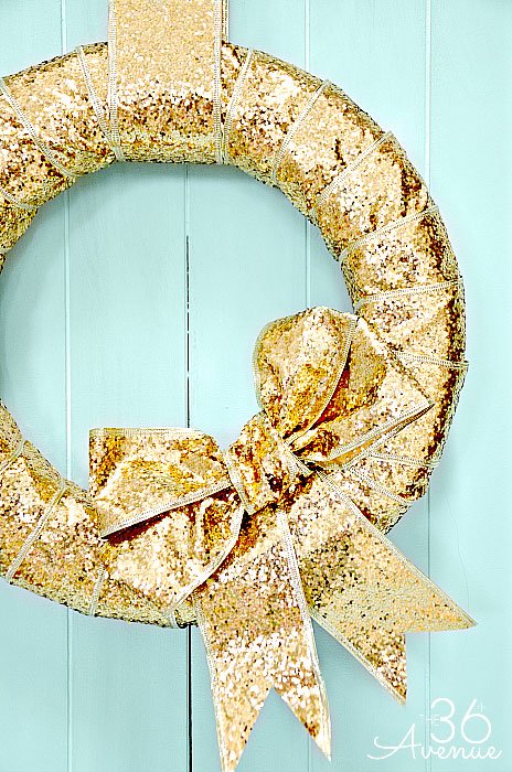 Gold Ribbon DIY Winter Wreath