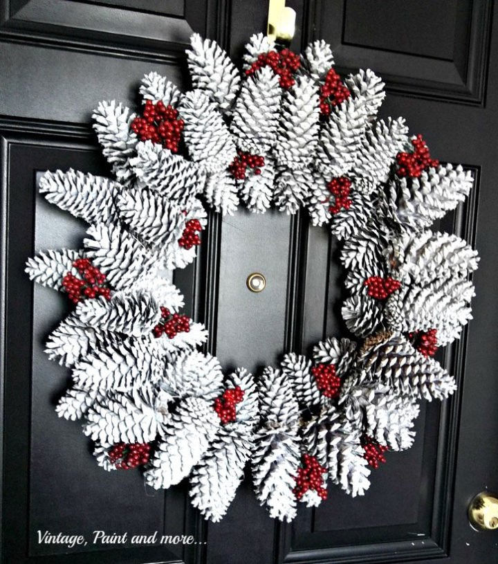 White Pinecone DIY Winter Wreath