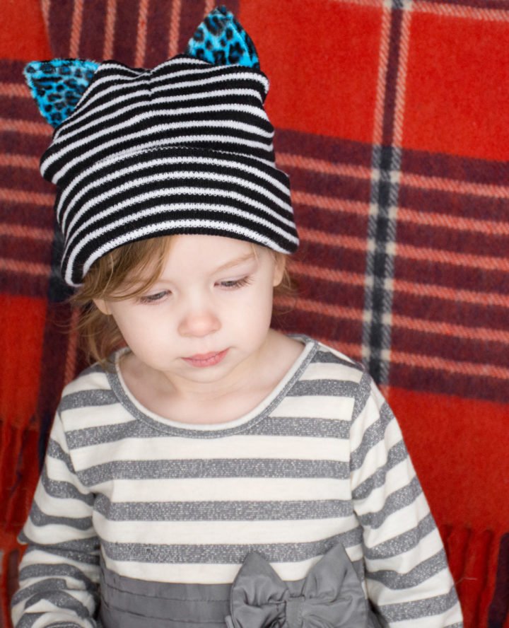 DIY Kid's Kitty Hat Refashion by Scratch and Stitch