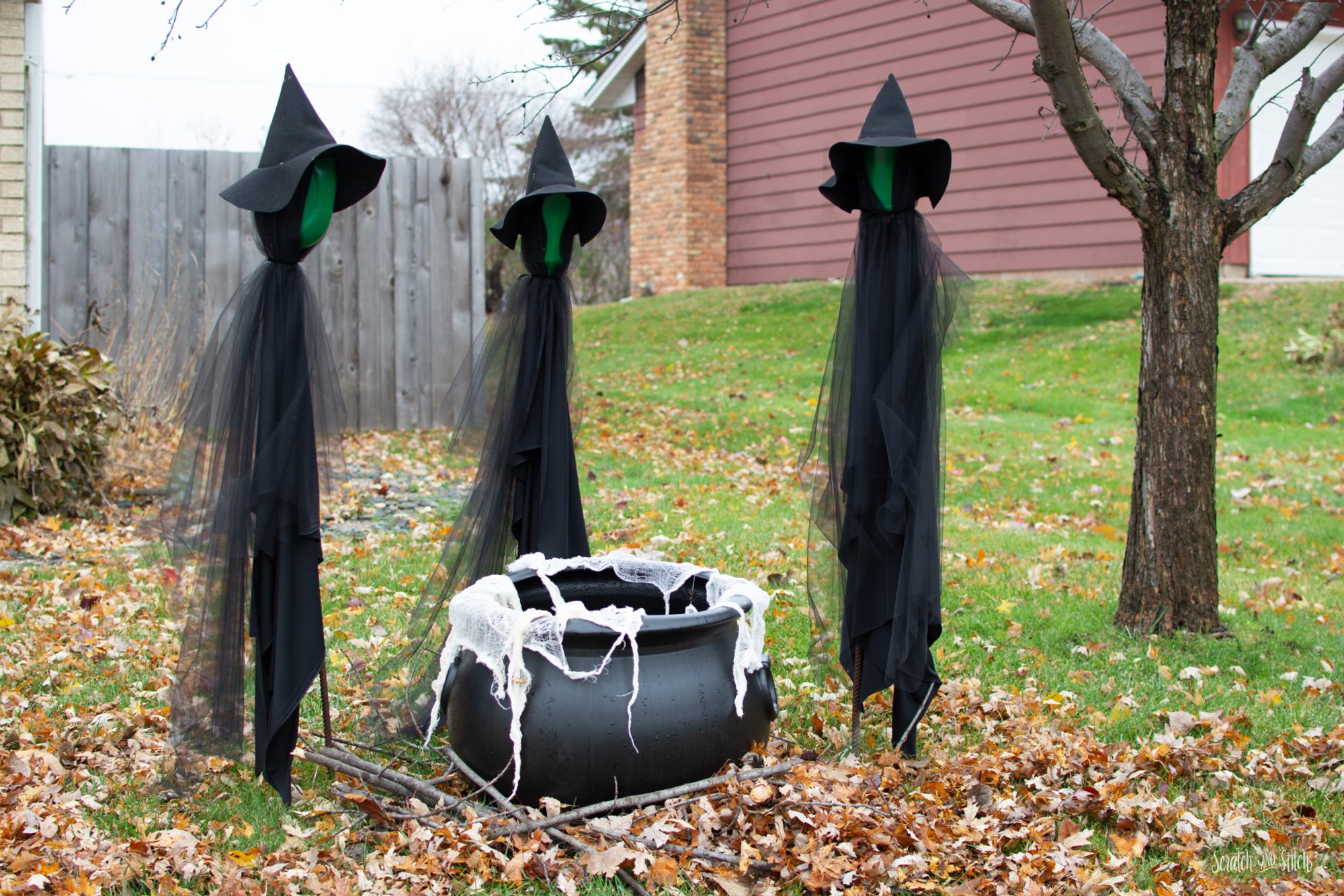 DIY Halloween Decorations - 3 Witches and a Cauldron - Scratch and ...