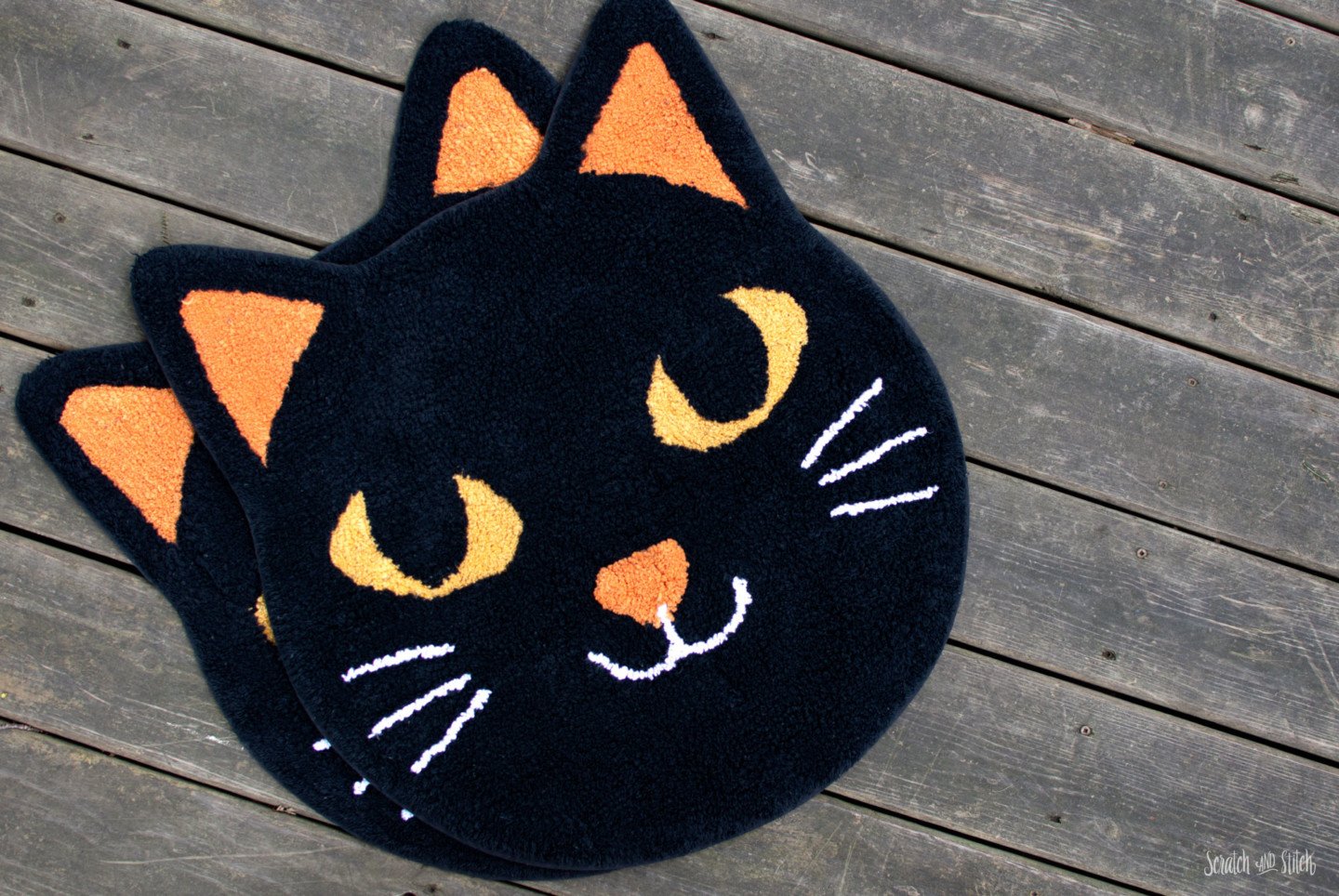 DIY Cat Pillow (Made from Bath Mats) by Scratch and Stitch