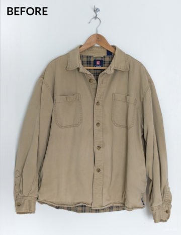 Men's Shirt Refashion into a Jacket by Scratch and Stitch
