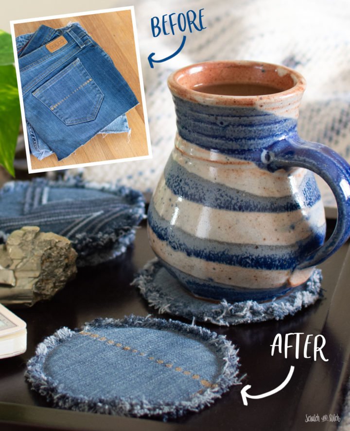 DIY Coasters Made from Jeans - Upcycled Jeans