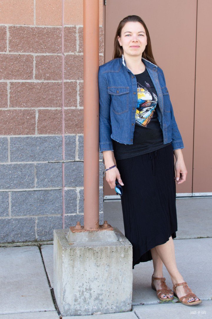 Denim Shirt Refashion to Cropped Jacket | Scratch and Stitch