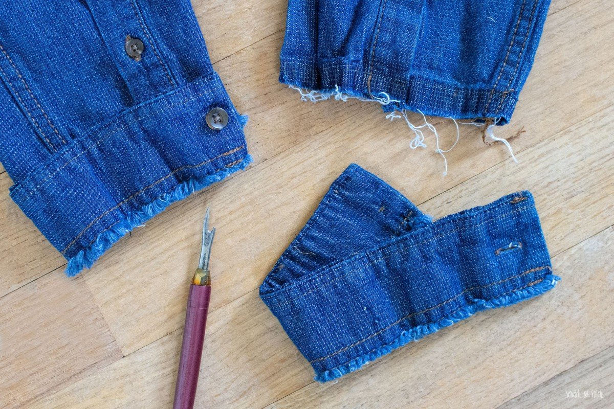 Denim Shirt Refashion to Cropped Jacket | Scratch and Stitch