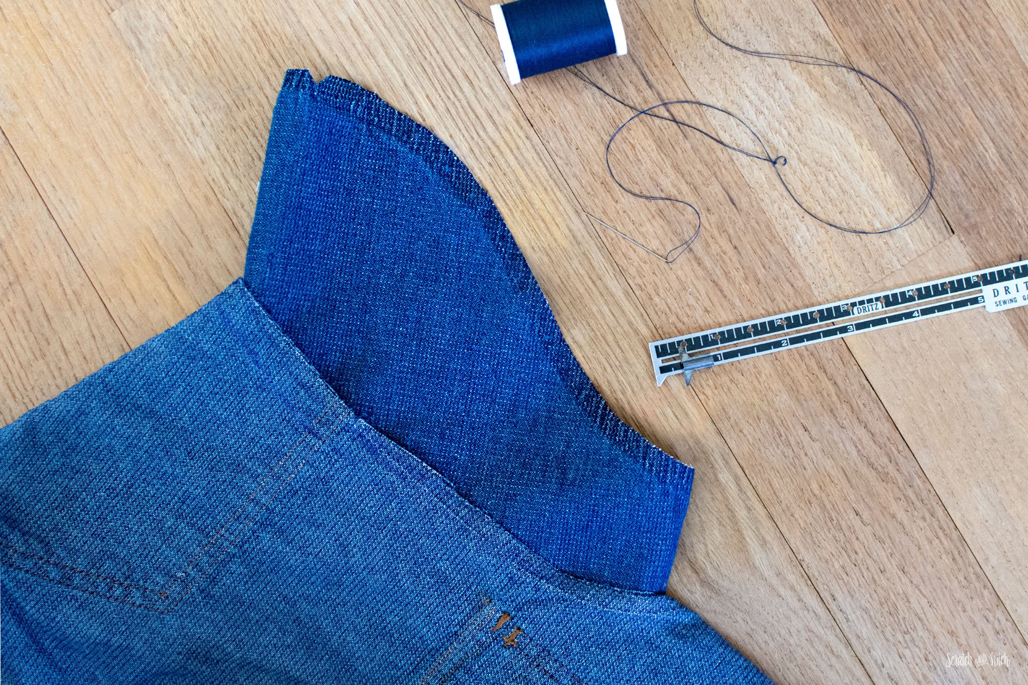 Denim Shirt Refashion to Cropped Jacket | Scratch and Stitch