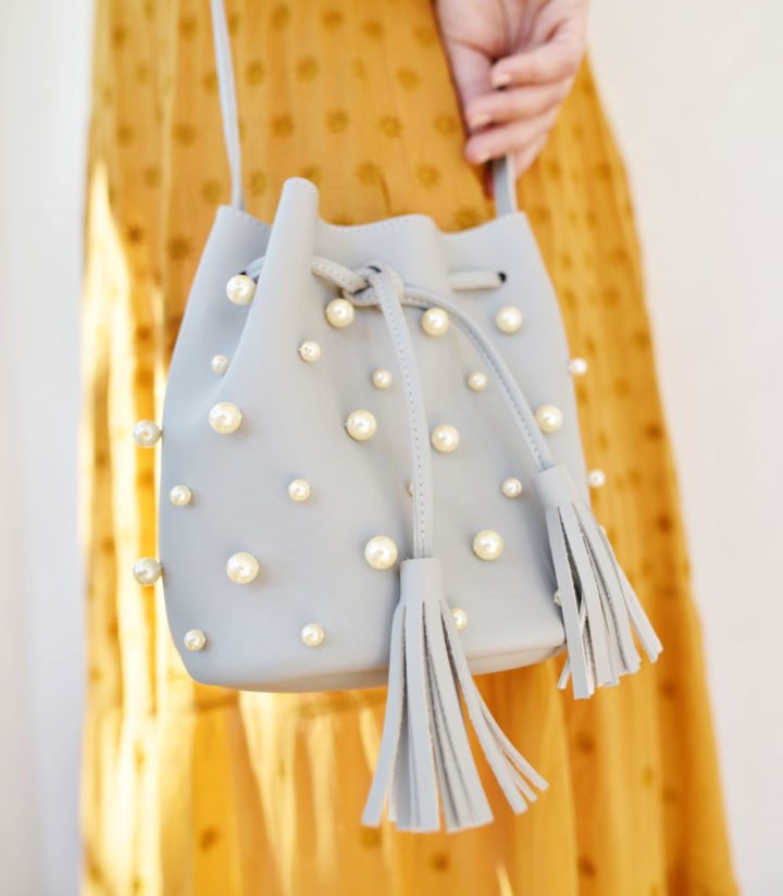 Pearl Embellished Bucket Bag