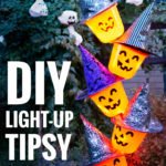 DIY Halloween Decorations Outdoor Tipsy Buckets by scratchandstitch.com
