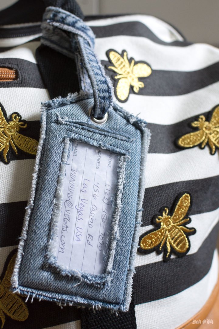Denin Jeans Upcycled Bag Tags by Scratch and Stitch