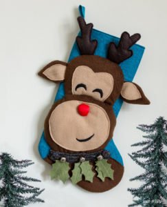 Rudolph Christmas Stocking Free Sewing Pattern