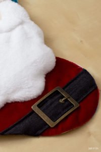 Santa's Belt Buckle on Christmas Stocking
