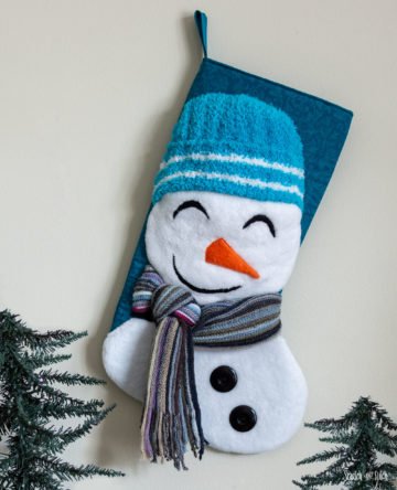 Snowman Christmas Stocking Free Sewing Pattern by Scratch and Stitch