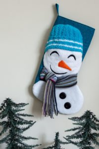 Snowman Christmas Stocking Free Sewing Pattern by Scratch and Stitch