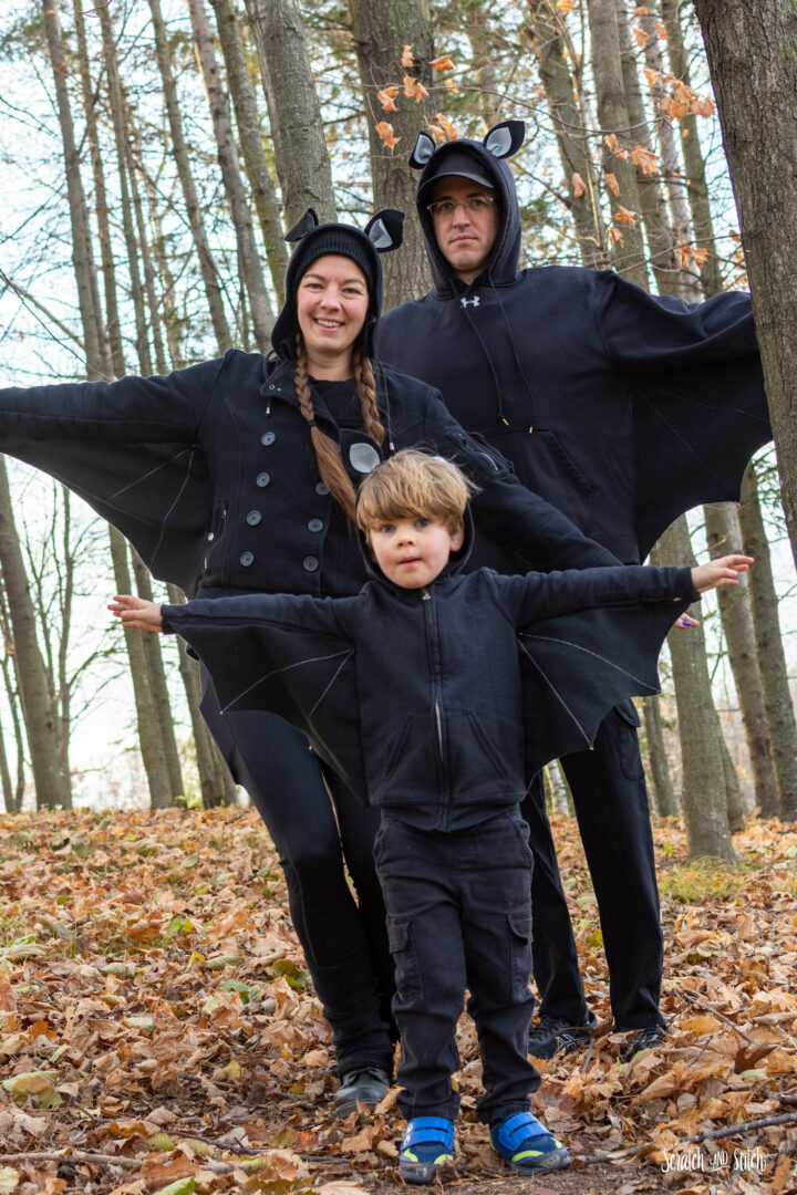 DIY Family Bat Costumes made with Hoodies