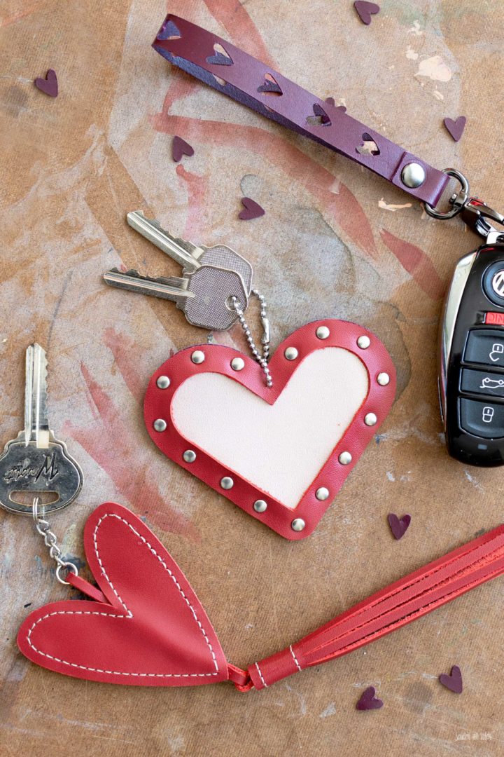 Cricut Leather Heart Keychains DIY 