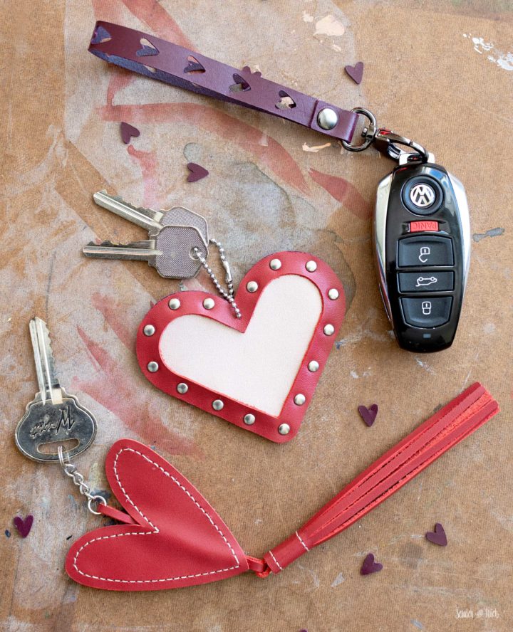 DIY Leather Heart Keychains