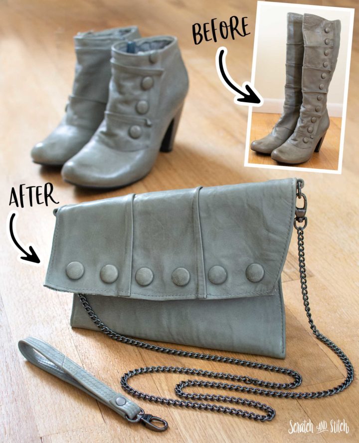 Upcycled Leather Boots to Clutch