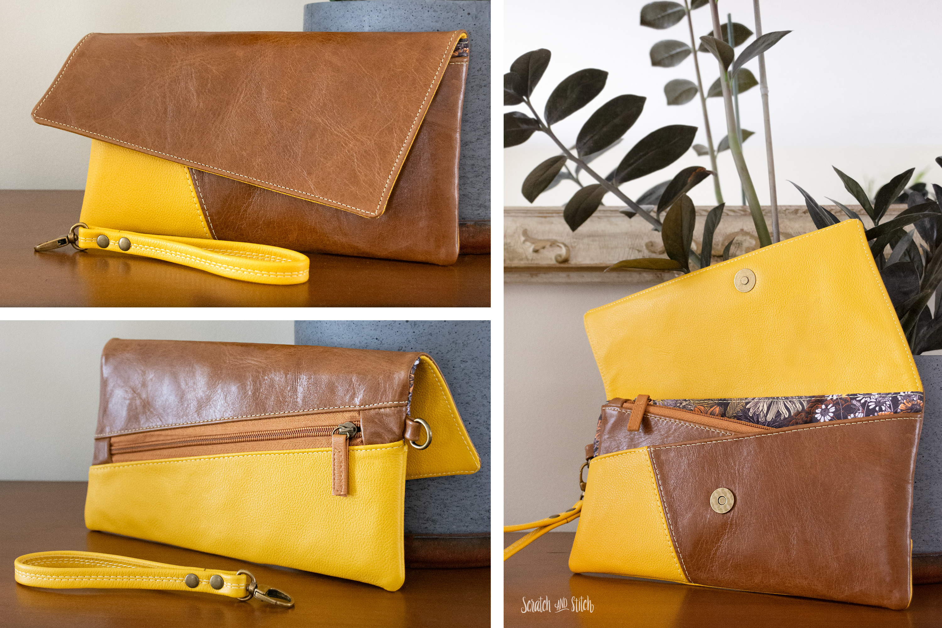 Beginner Leather Bag Sewing Pattern - Lapel Clutch