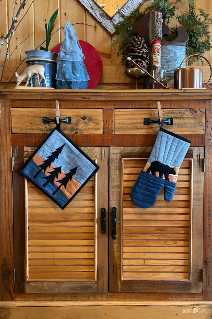 Handmade Denim Hot Pad and Oven Mitt (with free template)