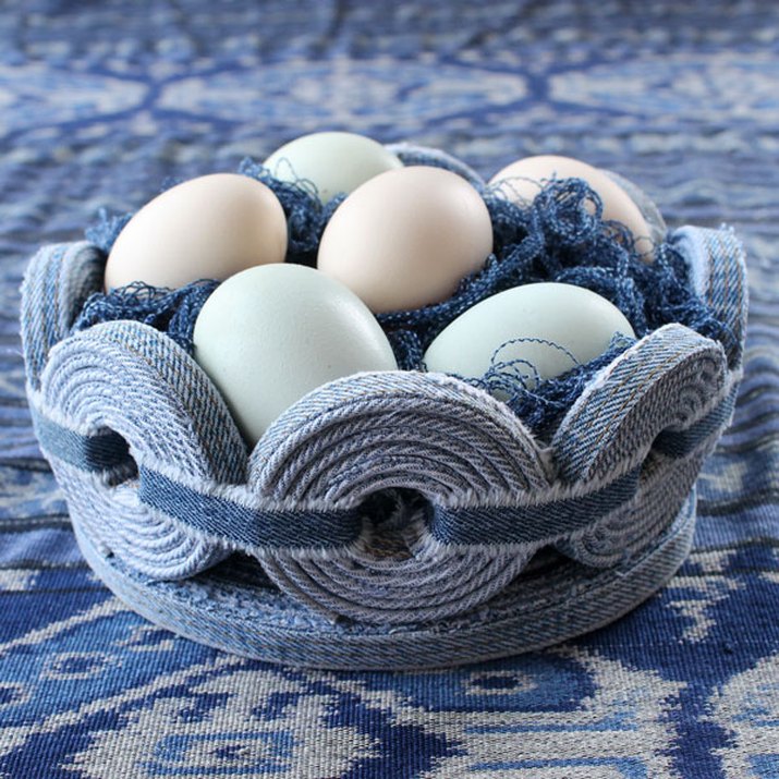 DIY Denim Easter Basket Made from Upcycled Denim Jeans