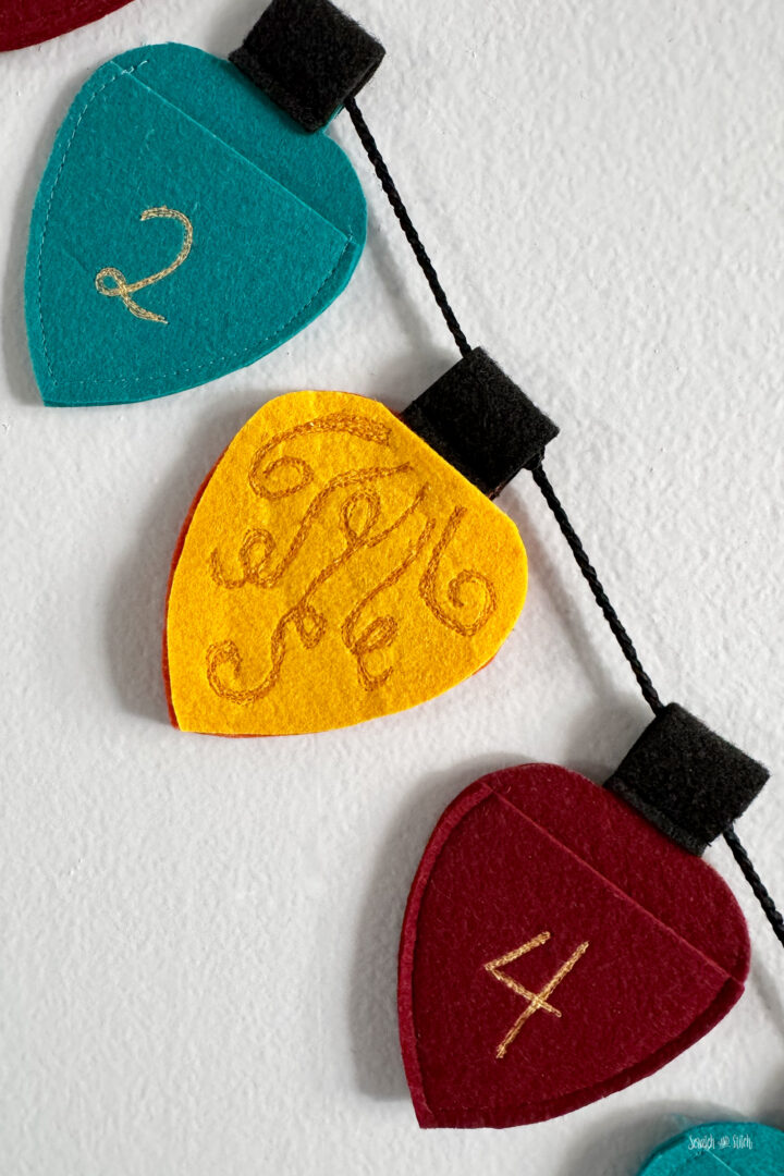 String of Christmas Lights made with Felt as an Advent Calendar
