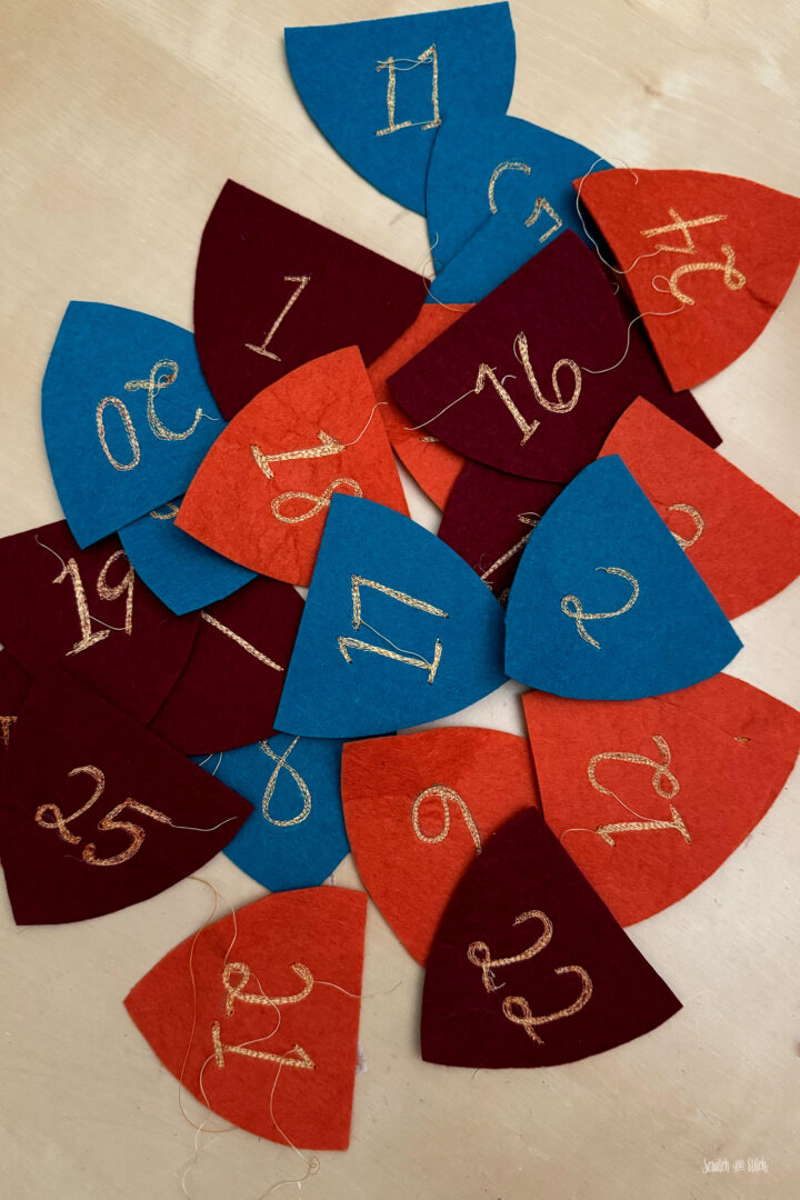 Felt Advent Calendar Christmas Lights with Numbers