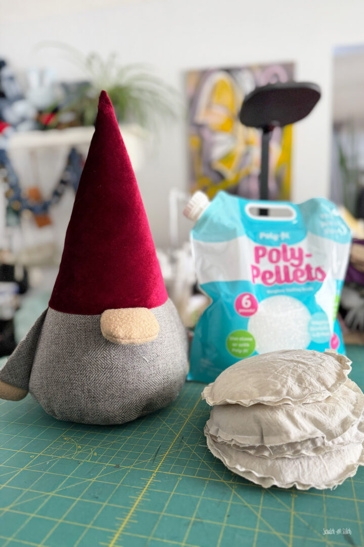 cone gnome with weighted base made with poly-beads
