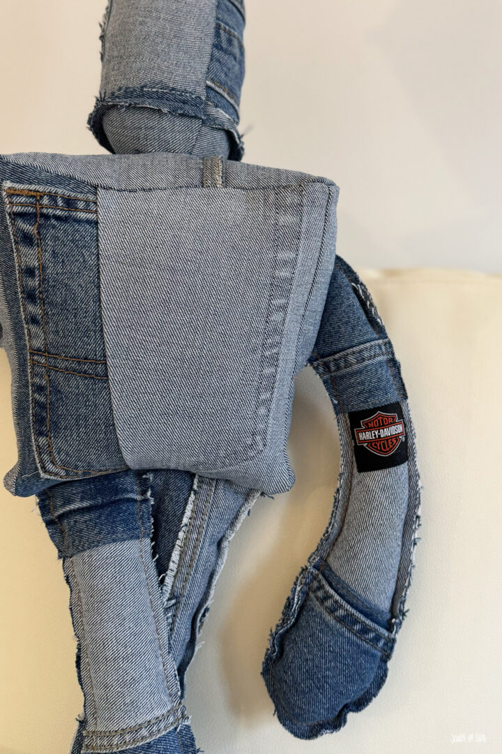 upcycled denim memory plush Love Bot sewing pattern by Scratch and Stitch