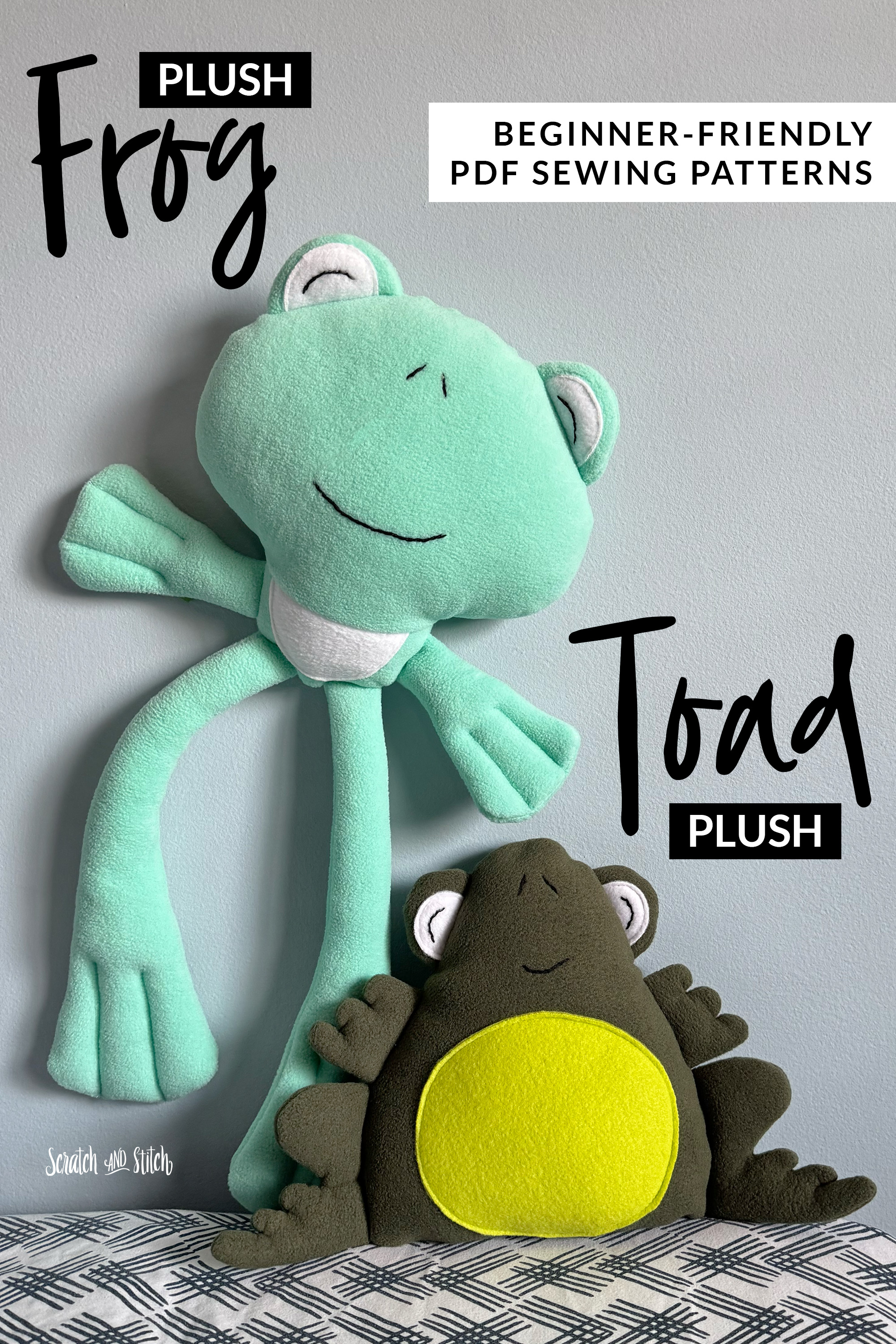 Frog Plush and Toad Plush Sewing Patterns (PDF + Tutorials) | Scratch ...