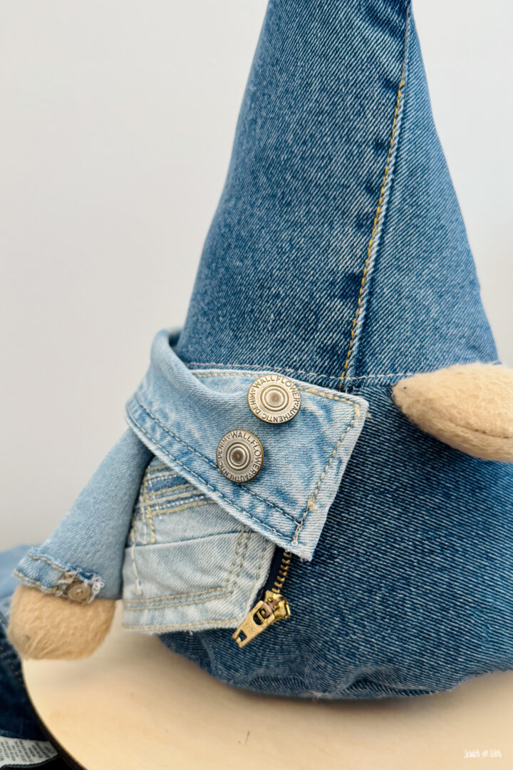 things made from old jeans - denim gnome with jean jacket